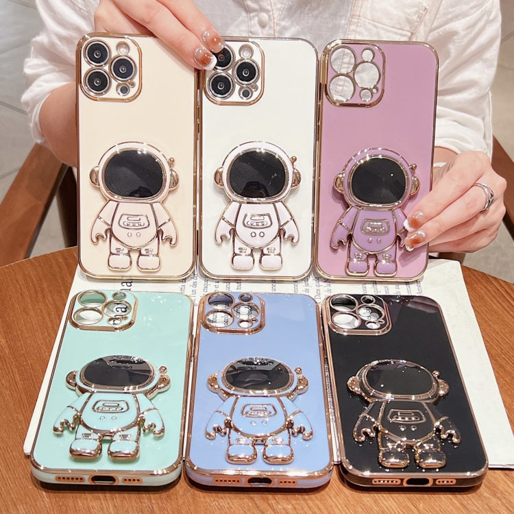 Electroplating Astronaut Holder Phone Case, For iPhone 16, For iPhone 15 Pro Max, For iPhone 15 Pro, For iPhone 15 Plus, For iPhone 15