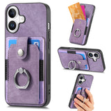 Retro Skin-feel Ring Card Wallet Phone Case, For iPhone 17 Pro Max, For iPhone 17 Pro, For iPhone 17, For iPhone Air, For iPhone 16 Pro Max, For iPhone 16 Pro, For iPhone 16 Plus, For iPhone 16