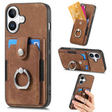 Retro Skin-feel Ring Card Wallet Phone Case, For iPhone 17 Pro Max, For iPhone 17 Pro, For iPhone 17, For iPhone Air, For iPhone 16 Pro Max, For iPhone 16 Pro, For iPhone 16 Plus, For iPhone 16