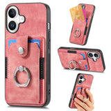Retro Skin-feel Ring Card Wallet Phone Case, For iPhone 17 Pro Max, For iPhone 17 Pro, For iPhone 17, For iPhone Air, For iPhone 16 Pro Max, For iPhone 16 Pro, For iPhone 16 Plus, For iPhone 16