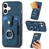 Retro Skin-feel Ring Card Wallet Phone Case, For iPhone 17 Pro Max, For iPhone 17 Pro, For iPhone 17, For iPhone Air, For iPhone 16 Pro Max, For iPhone 16 Pro, For iPhone 16 Plus, For iPhone 16