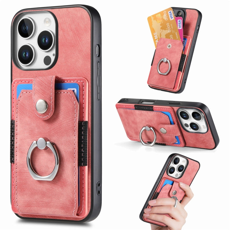 Retro Skin-feel Ring Card Wallet Phone Case, For iPhone 17 Pro Max, For iPhone 17 Pro, For iPhone 17, For iPhone Air, For iPhone 16 Pro Max, For iPhone 16 Pro, For iPhone 16 Plus, For iPhone 16