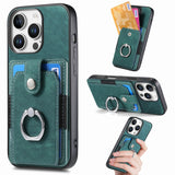 Retro Skin-feel Ring Card Wallet Phone Case, For iPhone 17 Pro Max, For iPhone 17 Pro, For iPhone 17, For iPhone Air, For iPhone 16 Pro Max, For iPhone 16 Pro, For iPhone 16 Plus, For iPhone 16