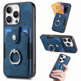 Retro Skin-feel Ring Card Wallet Phone Case, For iPhone 17 Pro Max, For iPhone 17 Pro, For iPhone 17, For iPhone Air, For iPhone 16 Pro Max, For iPhone 16 Pro, For iPhone 16 Plus, For iPhone 16