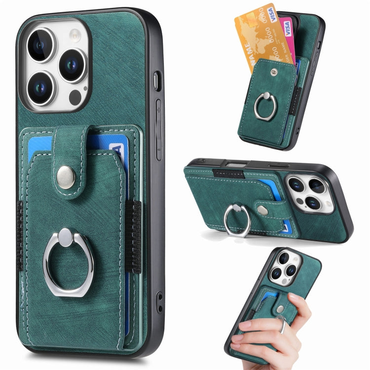 Retro Skin-feel Ring Card Wallet Phone Case, For iPhone 17 Pro Max, For iPhone 17 Pro, For iPhone 17, For iPhone Air, For iPhone 16 Pro Max, For iPhone 16 Pro, For iPhone 16 Plus, For iPhone 16