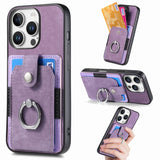Retro Skin-feel Ring Card Wallet Phone Case, For iPhone 17 Pro Max, For iPhone 17 Pro, For iPhone 17, For iPhone Air, For iPhone 16 Pro Max, For iPhone 16 Pro, For iPhone 16 Plus, For iPhone 16