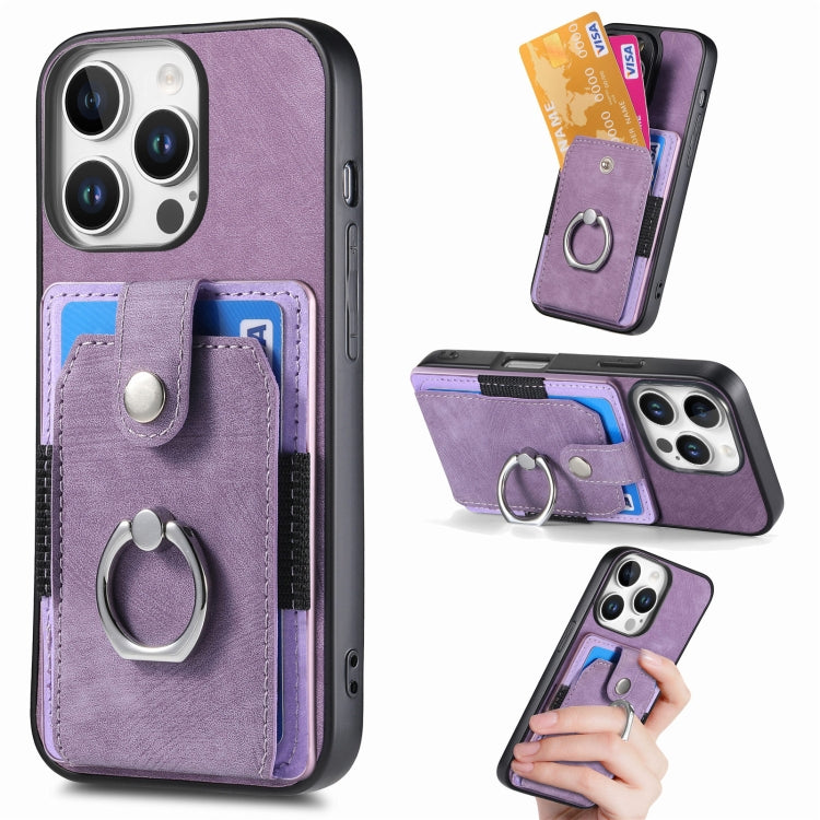 Retro Skin-feel Ring Card Wallet Phone Case, For iPhone 17 Pro Max, For iPhone 17 Pro, For iPhone 17, For iPhone Air, For iPhone 16 Pro Max, For iPhone 16 Pro, For iPhone 16 Plus, For iPhone 16