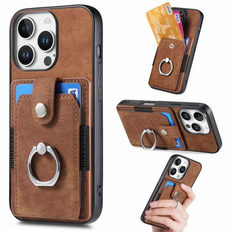 Retro Skin-feel Ring Card Wallet Phone Case, For iPhone 17 Pro Max, For iPhone 17 Pro, For iPhone 17, For iPhone Air, For iPhone 16 Pro Max, For iPhone 16 Pro, For iPhone 16 Plus, For iPhone 16