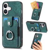 Retro Skin-feel Ring Card Wallet Phone Case, For iPhone 17 Pro Max, For iPhone 17 Pro, For iPhone 17, For iPhone Air, For iPhone 16 Pro Max, For iPhone 16 Pro, For iPhone 16 Plus, For iPhone 16