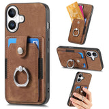 Retro Skin-feel Ring Card Wallet Phone Case, For iPhone 17 Pro Max, For iPhone 17 Pro, For iPhone 17, For iPhone Air, For iPhone 16 Pro Max, For iPhone 16 Pro, For iPhone 16 Plus, For iPhone 16