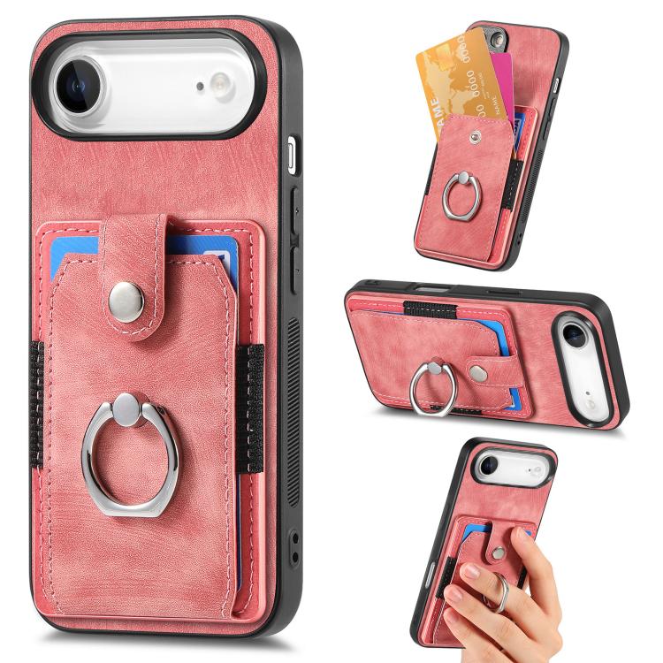 Retro Skin-feel Ring Card Wallet Phone Case, For iPhone 17 Pro Max, For iPhone 17 Pro, For iPhone 17, For iPhone Air, For iPhone 16 Pro Max, For iPhone 16 Pro, For iPhone 16 Plus, For iPhone 16