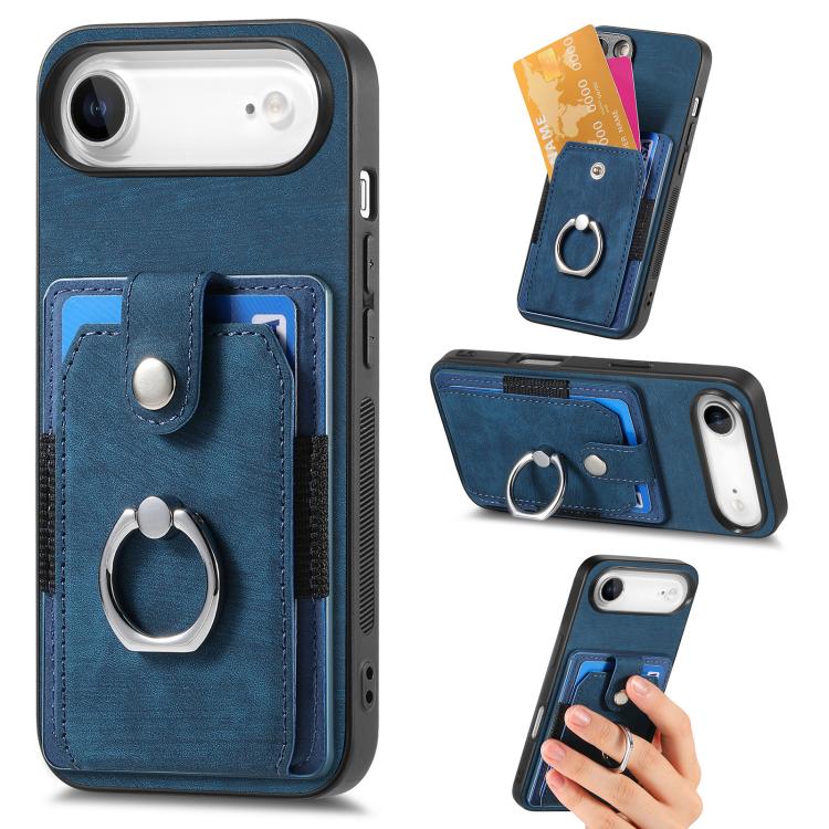Retro Skin-feel Ring Card Wallet Phone Case, For iPhone 17 Pro Max, For iPhone 17 Pro, For iPhone 17, For iPhone Air, For iPhone 16 Pro Max, For iPhone 16 Pro, For iPhone 16 Plus, For iPhone 16