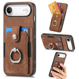 Retro Skin-feel Ring Card Wallet Phone Case, For iPhone 17 Pro Max, For iPhone 17 Pro, For iPhone 17, For iPhone Air, For iPhone 16 Pro Max, For iPhone 16 Pro, For iPhone 16 Plus, For iPhone 16
