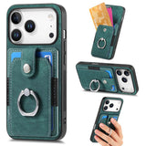 Retro Skin-feel Ring Card Wallet Phone Case, For iPhone 17 Pro Max, For iPhone 17 Pro, For iPhone 17, For iPhone Air, For iPhone 16 Pro Max, For iPhone 16 Pro, For iPhone 16 Plus, For iPhone 16