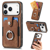Retro Skin-feel Ring Card Wallet Phone Case, For iPhone 17 Pro Max, For iPhone 17 Pro, For iPhone 17, For iPhone Air, For iPhone 16 Pro Max, For iPhone 16 Pro, For iPhone 16 Plus, For iPhone 16