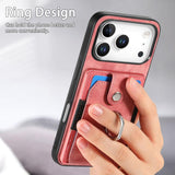 Retro Skin-feel Ring Card Wallet Phone Case, For iPhone 17 Pro Max, For iPhone 17 Pro, For iPhone 17, For iPhone Air, For iPhone 16 Pro Max, For iPhone 16 Pro, For iPhone 16 Plus, For iPhone 16