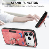Retro Skin-feel Ring Card Wallet Phone Case, For iPhone 17 Pro Max, For iPhone 17 Pro, For iPhone 17, For iPhone Air, For iPhone 16 Pro Max, For iPhone 16 Pro, For iPhone 16 Plus, For iPhone 16
