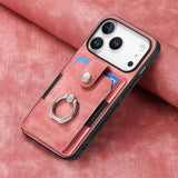 Retro Skin-feel Ring Card Wallet Phone Case, For iPhone 17 Pro Max, For iPhone 17 Pro, For iPhone 17, For iPhone Air, For iPhone 16 Pro Max, For iPhone 16 Pro, For iPhone 16 Plus, For iPhone 16