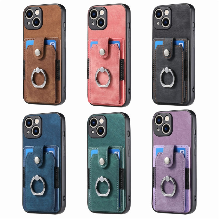 Retro Skin-feel Ring Card Wallet Phone Case, For iPhone 17 Pro Max, For iPhone 17 Pro, For iPhone 17, For iPhone Air, For iPhone 16 Pro Max, For iPhone 16 Pro, For iPhone 16 Plus, For iPhone 16