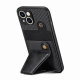 Carbon Fiber Wallet Flip Card K-shaped Holder Phone Case, For iPhone 15