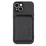 Carbon Fiber Leather Card Magsafe Phone Case, For iPhone 15 Pro Max, For iPhone 15 Pro, For iPhone 15 Plus, For iPhone 15