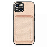Carbon Fiber Leather Card Magsafe Phone Case, For iPhone 15 Pro Max, For iPhone 15 Pro, For iPhone 15 Plus, For iPhone 15