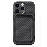 Carbon Fiber Leather Card Magsafe Phone Case, For iPhone 15 Pro Max, For iPhone 15 Pro, For iPhone 15 Plus, For iPhone 15