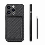 Carbon Fiber Leather Card Magsafe Phone Case, For iPhone 15 Pro Max, For iPhone 15 Pro, For iPhone 15 Plus, For iPhone 15