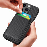 Carbon Fiber Leather Card Magsafe Phone Case, For iPhone 15 Pro Max, For iPhone 15 Pro, For iPhone 15 Plus, For iPhone 15