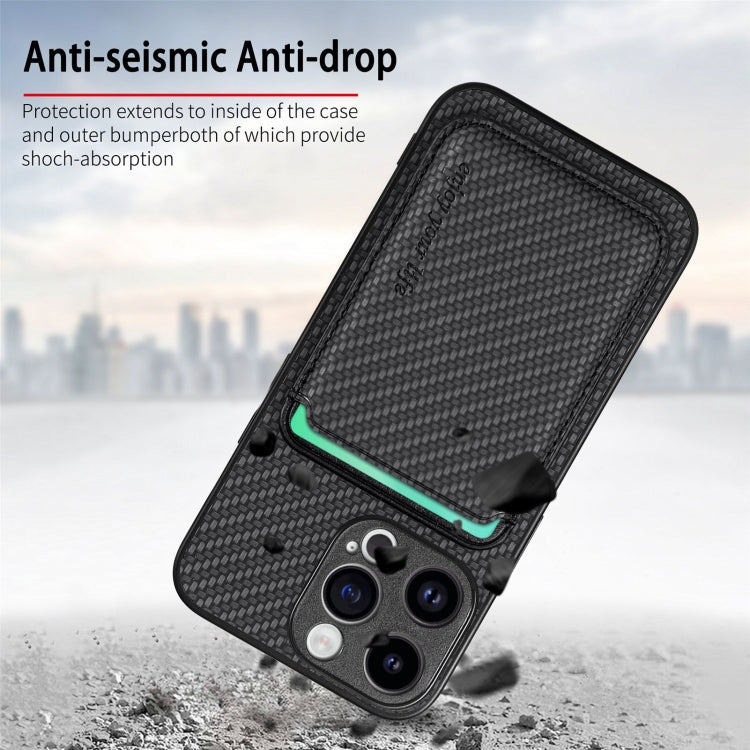 Carbon Fiber Leather Card Magsafe Phone Case, For iPhone 15 Pro Max, For iPhone 15 Pro, For iPhone 15 Plus, For iPhone 15