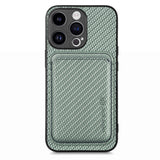 Carbon Fiber Leather Card Magsafe Phone Case, For iPhone 15 Pro Max, For iPhone 15 Pro, For iPhone 15 Plus, For iPhone 15
