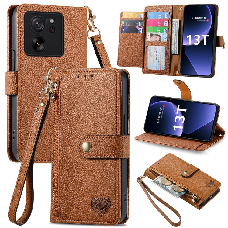 Love Zipper Lanyard Leather Phone Case, For Xiaomi 14 Ultra, For Xiaomi Redmi Note 13 5G, For Xiaomi Redmi Note 13 Pro 5G, For Xiaomi 13T, For Xiaomi 13 Lite, For Redmi 15C 5G / 4G Glodal 171mm