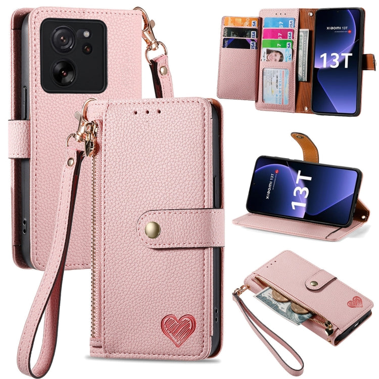 Love Zipper Lanyard Leather Phone Case, For Xiaomi 14 Ultra, For Xiaomi Redmi Note 13 5G, For Xiaomi Redmi Note 13 Pro 5G, For Xiaomi 13T, For Xiaomi 13 Lite, For Redmi 15C 5G / 4G Glodal 171mm