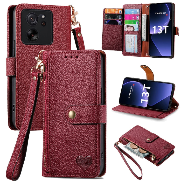 Love Zipper Lanyard Leather Phone Case, For Xiaomi 14 Ultra, For Xiaomi Redmi Note 13 5G, For Xiaomi Redmi Note 13 Pro 5G, For Xiaomi 13T, For Xiaomi 13 Lite, For Redmi 15C 5G / 4G Glodal 171mm