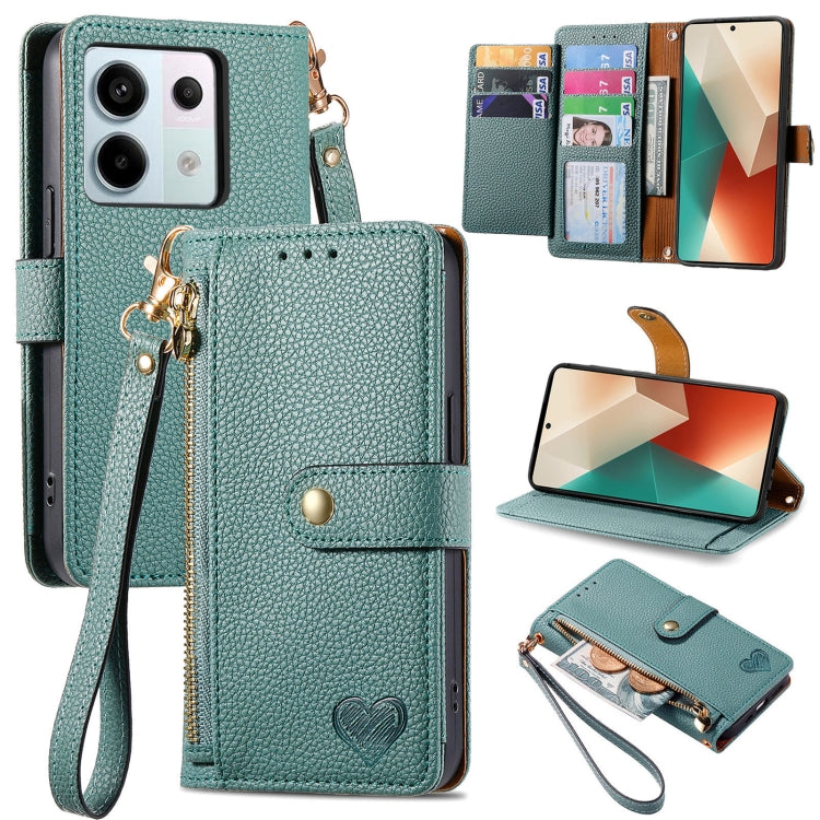 Love Zipper Lanyard Leather Phone Case, For Xiaomi 14 Ultra, For Xiaomi Redmi Note 13 5G, For Xiaomi Redmi Note 13 Pro 5G, For Xiaomi 13T, For Xiaomi 13 Lite, For Redmi 15C 5G / 4G Glodal 171mm