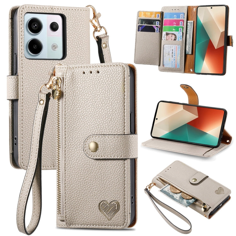 Love Zipper Lanyard Leather Phone Case, For Xiaomi 14 Ultra, For Xiaomi Redmi Note 13 5G, For Xiaomi Redmi Note 13 Pro 5G, For Xiaomi 13T, For Xiaomi 13 Lite, For Redmi 15C 5G / 4G Glodal 171mm