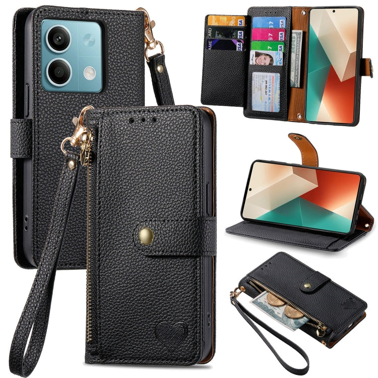 Love Zipper Lanyard Leather Phone Case, For Xiaomi 14 Ultra, For Xiaomi Redmi Note 13 5G, For Xiaomi Redmi Note 13 Pro 5G, For Xiaomi 13T, For Xiaomi 13 Lite, For Redmi 15C 5G / 4G Glodal 171mm