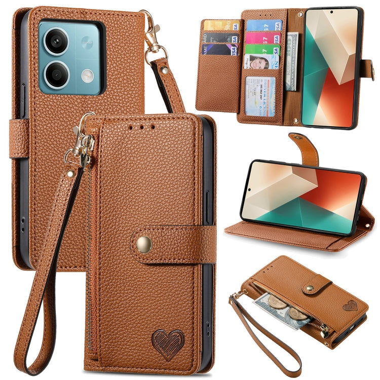 Love Zipper Lanyard Leather Phone Case, For Xiaomi 14 Ultra, For Xiaomi Redmi Note 13 5G, For Xiaomi Redmi Note 13 Pro 5G, For Xiaomi 13T, For Xiaomi 13 Lite, For Redmi 15C 5G / 4G Glodal 171mm