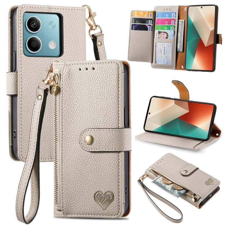 Love Zipper Lanyard Leather Phone Case, For Xiaomi 14 Ultra, For Xiaomi Redmi Note 13 5G, For Xiaomi Redmi Note 13 Pro 5G, For Xiaomi 13T, For Xiaomi 13 Lite, For Redmi 15C 5G / 4G Glodal 171mm