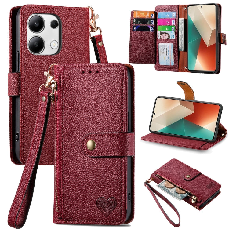 Love Zipper Lanyard Leather Phone Case, For Xiaomi 15, For Xiaomi Redmi Note 14 5G, For Xiaomi Redmi Note 14 Pro+ 5G, For Xiaomi Redmi Note 14 Pro 5G, For Xiaomi Redmi A3 4G, For Xiaomi Redmi Note 13 Pro 4G, For Xiaomi Redmi Note 13 4G                 ...