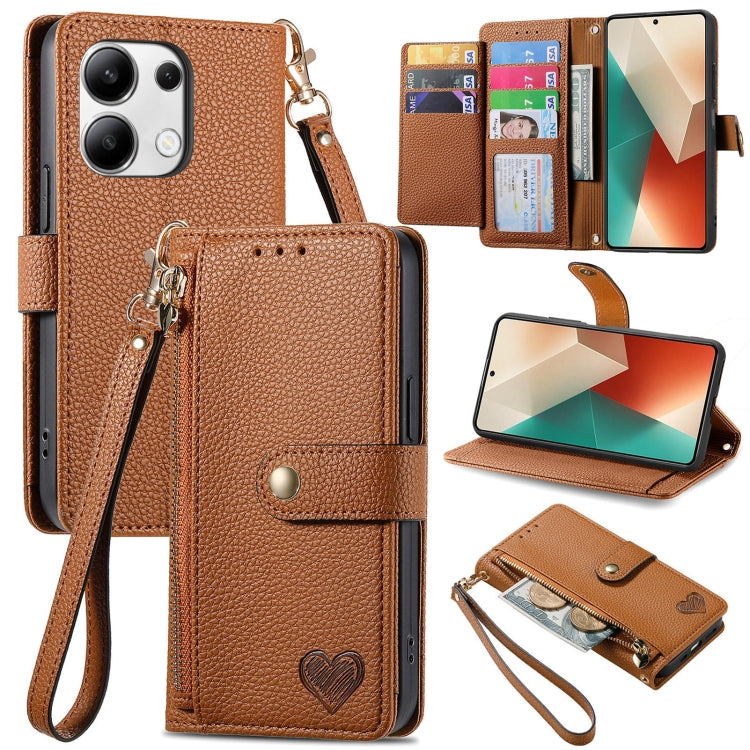 Love Zipper Lanyard Leather Phone Case, For Xiaomi 15, For Xiaomi Redmi Note 14 5G, For Xiaomi Redmi Note 14 Pro+ 5G, For Xiaomi Redmi Note 14 Pro 5G, For Xiaomi Redmi A3 4G, For Xiaomi Redmi Note 13 Pro 4G, For Xiaomi Redmi Note 13 4G                 ...