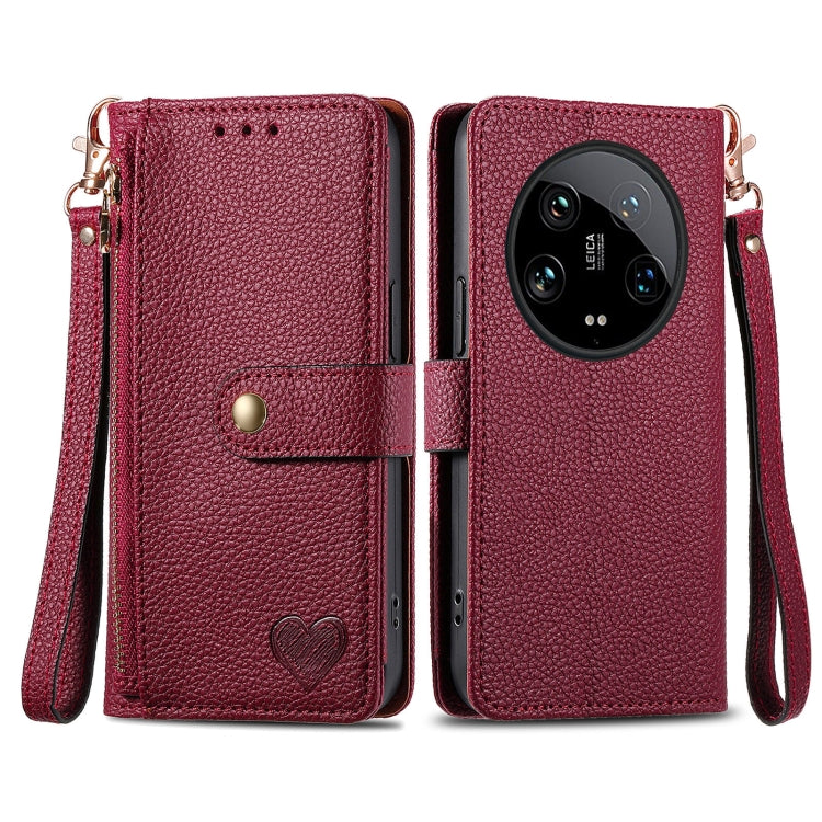 Love Zipper Lanyard Leather Phone Case, For Xiaomi 14 Ultra, For Xiaomi Redmi Note 13 5G, For Xiaomi Redmi Note 13 Pro 5G, For Xiaomi 13T, For Xiaomi 13 Lite, For Redmi 15C 5G / 4G Glodal 171mm