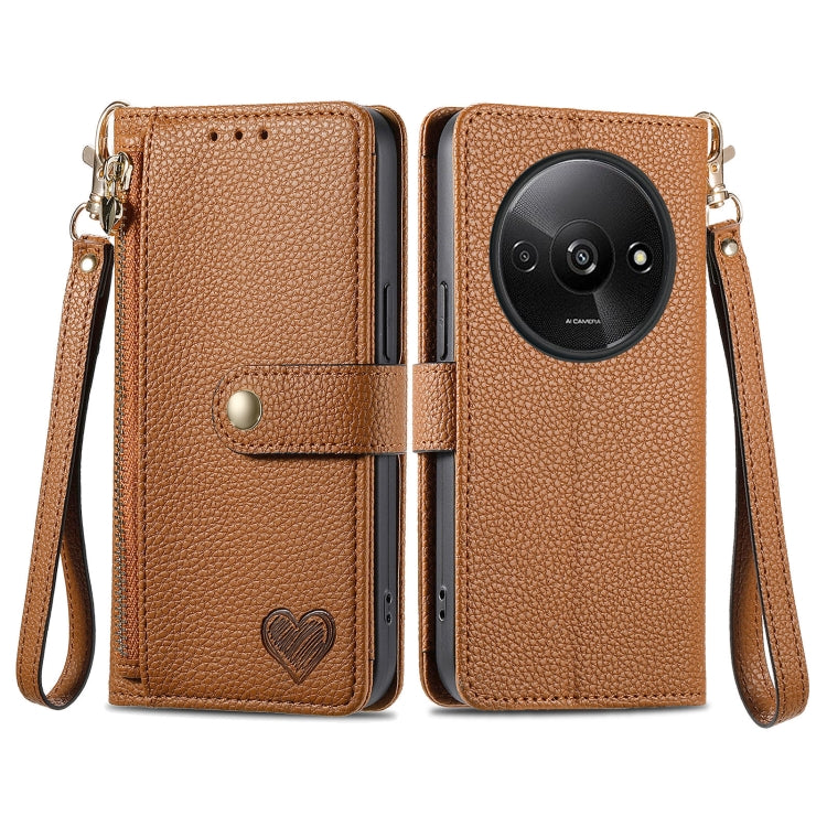 Love Zipper Lanyard Leather Phone Case, For Xiaomi 15, For Xiaomi Redmi Note 14 5G, For Xiaomi Redmi Note 14 Pro+ 5G, For Xiaomi Redmi Note 14 Pro 5G, For Xiaomi Redmi A3 4G, For Xiaomi Redmi Note 13 Pro 4G, For Xiaomi Redmi Note 13 4G                 ...