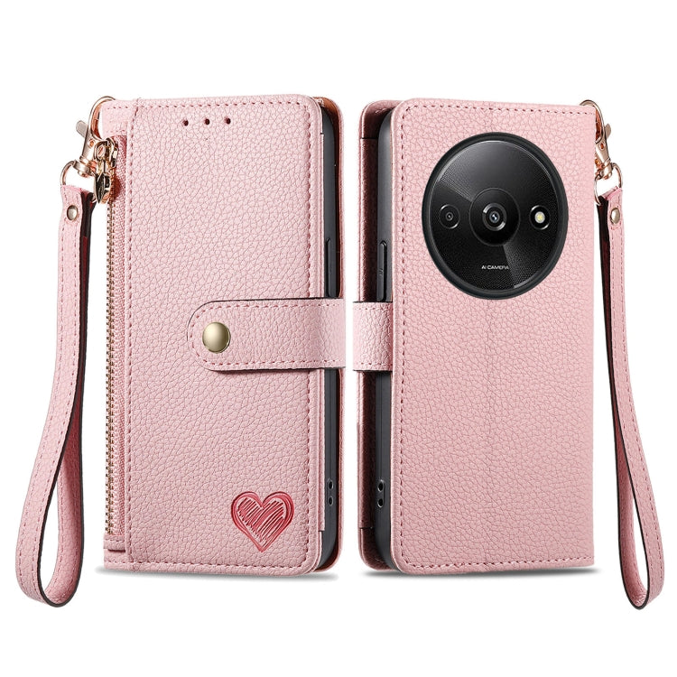 Love Zipper Lanyard Leather Phone Case, For Xiaomi 15, For Xiaomi Redmi Note 14 5G, For Xiaomi Redmi Note 14 Pro+ 5G, For Xiaomi Redmi Note 14 Pro 5G, For Xiaomi Redmi A3 4G, For Xiaomi Redmi Note 13 Pro 4G, For Xiaomi Redmi Note 13 4G                 ...
