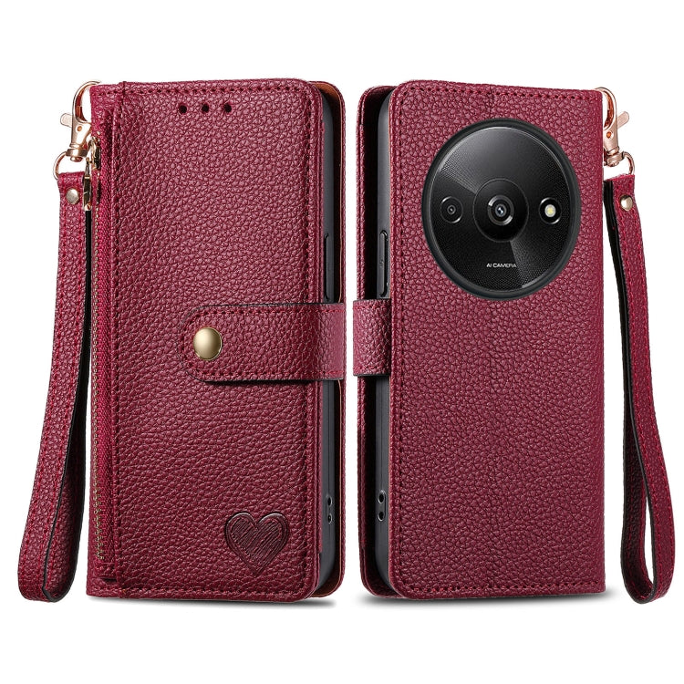 Love Zipper Lanyard Leather Phone Case, For Xiaomi 15, For Xiaomi Redmi Note 14 5G, For Xiaomi Redmi Note 14 Pro+ 5G, For Xiaomi Redmi Note 14 Pro 5G, For Xiaomi Redmi A3 4G, For Xiaomi Redmi Note 13 Pro 4G, For Xiaomi Redmi Note 13 4G                 ...