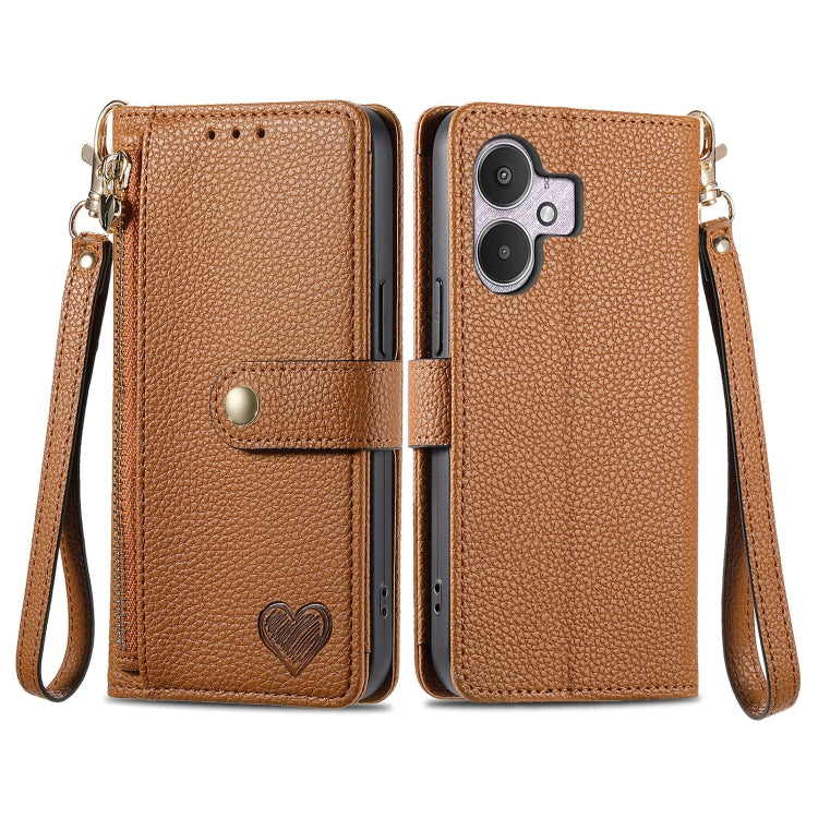 Love Zipper Lanyard Leather Phone Case, For Xiaomi 15, For Xiaomi Redmi Note 14 5G, For Xiaomi Redmi Note 14 Pro+ 5G, For Xiaomi Redmi Note 14 Pro 5G, For Xiaomi Redmi A3 4G, For Xiaomi Redmi Note 13 Pro 4G, For Xiaomi Redmi Note 13 4G                 ...