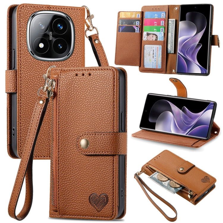 Love Zipper Lanyard Leather Phone Case, For Xiaomi 15, For Xiaomi Redmi Note 14 5G, For Xiaomi Redmi Note 14 Pro+ 5G, For Xiaomi Redmi Note 14 Pro 5G, For Xiaomi Redmi A3 4G, For Xiaomi Redmi Note 13 Pro 4G, For Xiaomi Redmi Note 13 4G                 ...