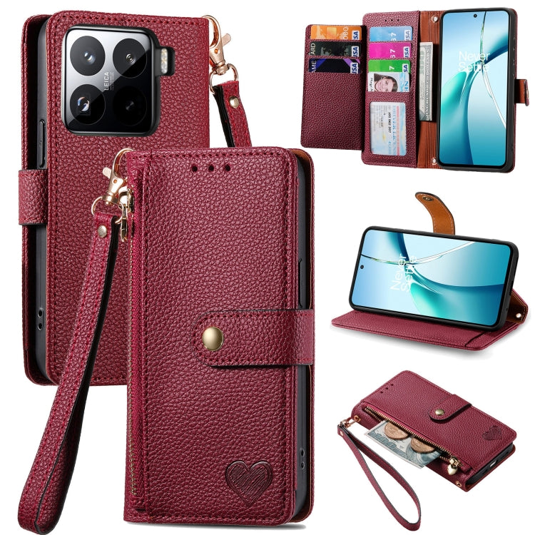 Love Zipper Lanyard Leather Phone Case, For Xiaomi 15, For Xiaomi Redmi Note 14 5G, For Xiaomi Redmi Note 14 Pro+ 5G, For Xiaomi Redmi Note 14 Pro 5G, For Xiaomi Redmi A3 4G, For Xiaomi Redmi Note 13 Pro 4G, For Xiaomi Redmi Note 13 4G                 ...