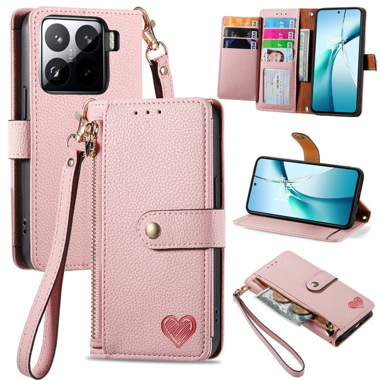 Love Zipper Lanyard Leather Phone Case, For Xiaomi 15T Pro, For Xiaomi 15T, For Redmi Note 14 4G 164.84mm, For Xiaomi 15 Ultra, For Redmi Turbo 4, For Xiaomi Poco X7 Pro, For Redmi Note 14 4G 163.25mm, For Xiaomi 15 Pro