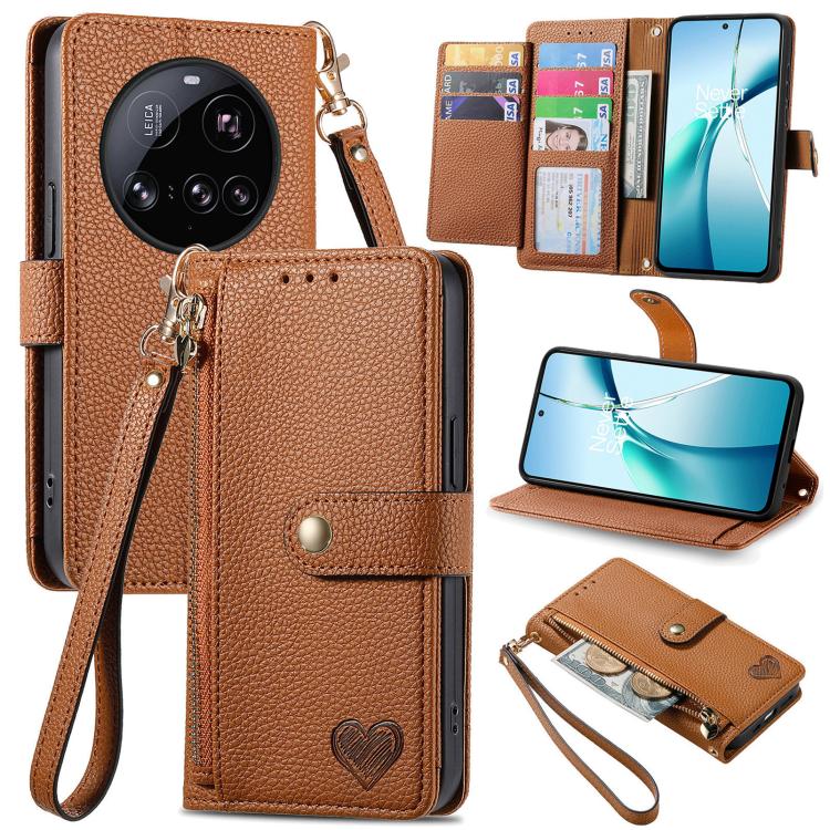 Love Zipper Lanyard Leather Phone Case, For Xiaomi 15T Pro, For Xiaomi 15T, For Redmi Note 14 4G 164.84mm, For Xiaomi 15 Ultra, For Redmi Turbo 4, For Xiaomi Poco X7 Pro, For Redmi Note 14 4G 163.25mm, For Xiaomi 15 Pro